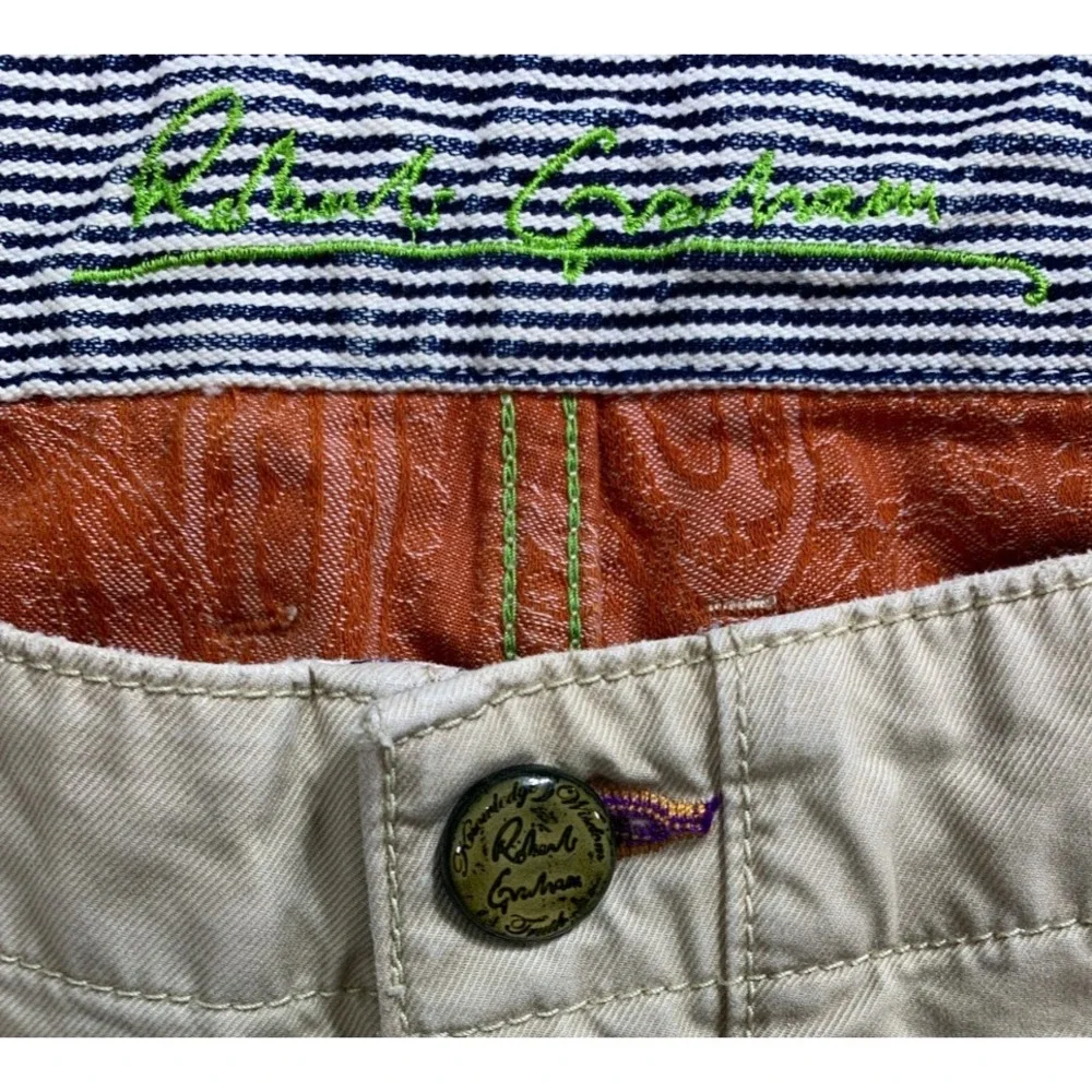 Robert Graham Yates‎ Pant Mens 38x34 Khaki Beige Classic Flat Front Cotton Twill
